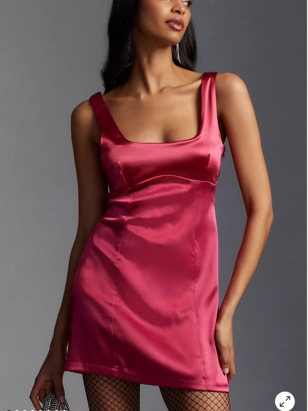 NWT Anthropologie Maeve Square-Neck Satin Mini Dress